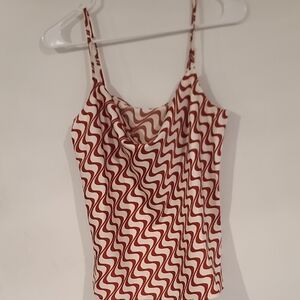 INC International Concepts Red and White Wave Camisole